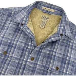 L.L.Bean Shacket Womens S Reg Sherpa Lined Plaid Snap Shirt Jacket Blue
